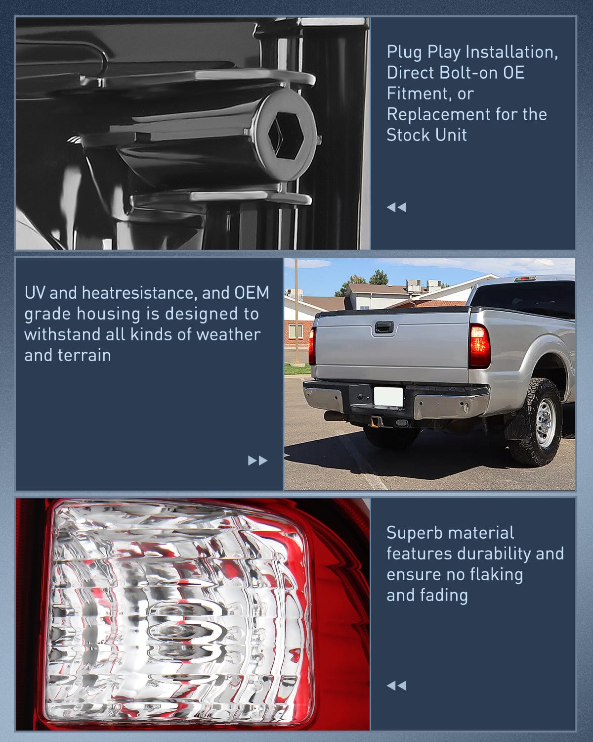 Nilight Taillight Assembly Compatible with 2008 2009 2010 2011 2012 2013 2014 2015 2016 Ford F250 F350 F450 Super Duty Rear Lamp Replacement OE Style Driver Side Dark Red