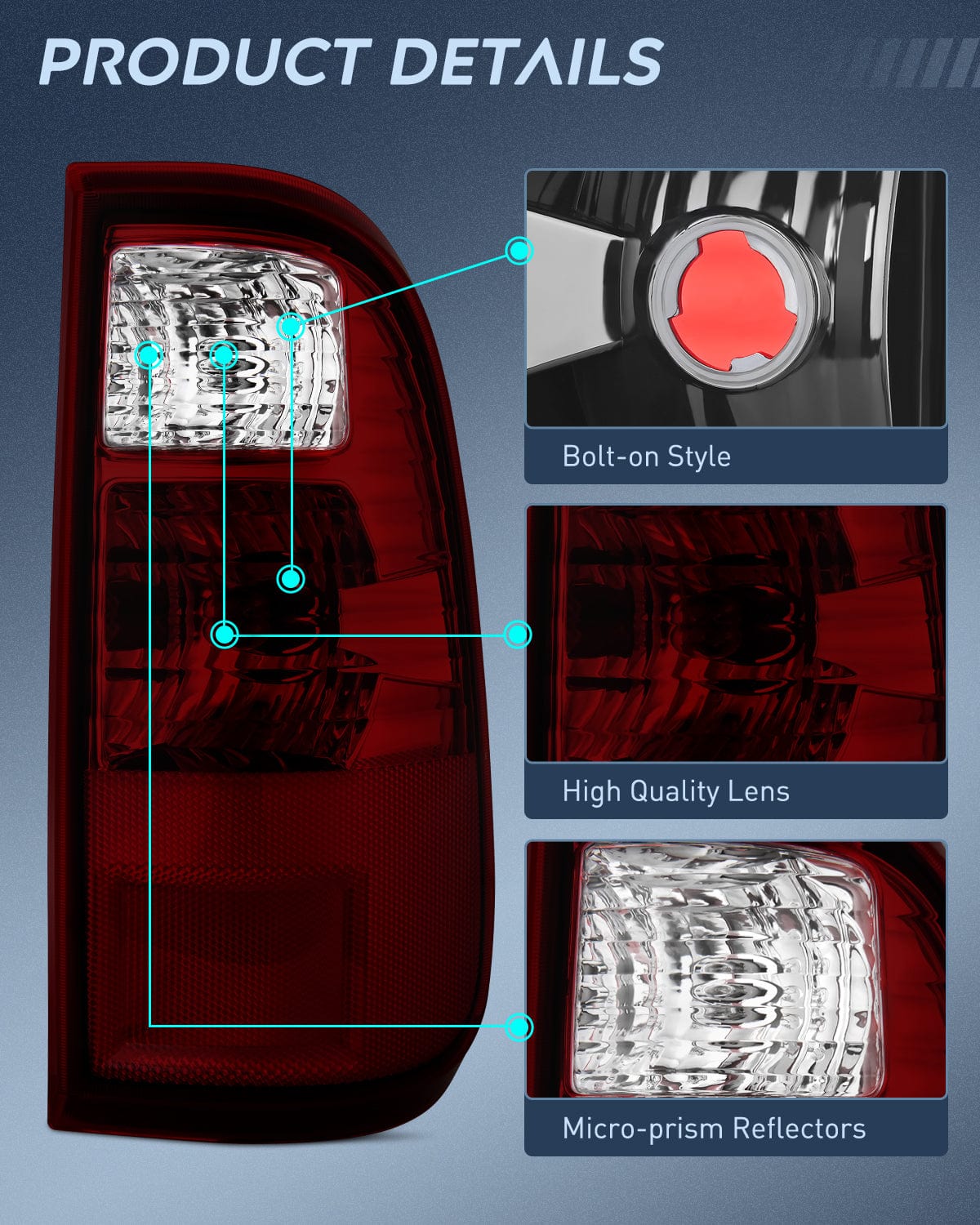 Nilight Taillight Assembly Compatible with 2008 2009 2010 2011 2012 2013 2014 2015 2016 Ford F250 F350 F450 Super Duty Rear Lamp Replacement OE Style Driver Side Dark Red