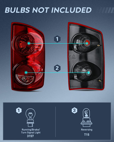 Nilight Taillight Assembly Compatible with 2007 2008 Dodge Ram 1500 2007 2008 2009 Dodge Ram 2500 3500 Rear Lamp Replacement OE Style Passenger Side Dark Red Lens