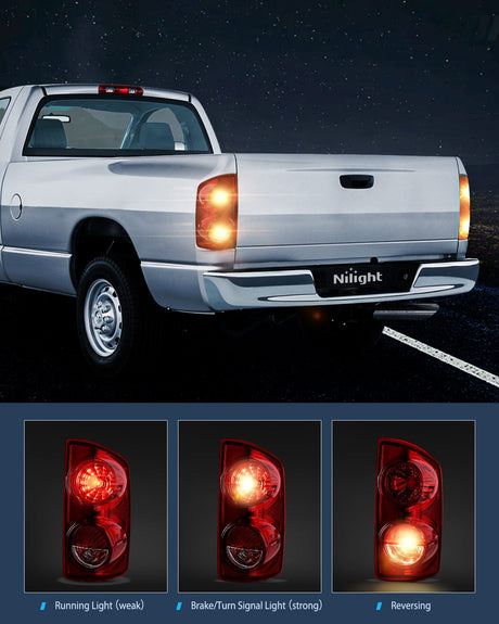 Nilight Taillight Assembly Compatible with 2007 2008 Dodge Ram 1500 2007 2008 2009 Dodge Ram 2500 3500 Rear Lamp Replacement OE Style Passenger Side Dark Red Lens