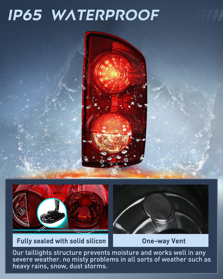Nilight Taillight Assembly Compatible with 2007 2008 Dodge Ram 1500 2007 2008 2009 Dodge Ram 2500 3500 Rear Lamp Replacement OE Style Passenger Side Dark Red Lens