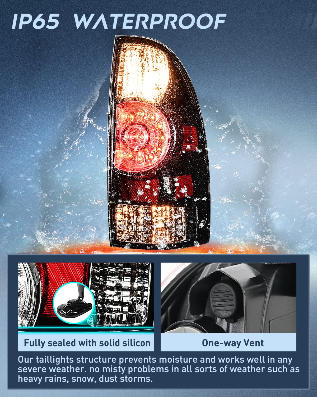 Nilight Taillight Assembly Compatible with Toyota Tacoma 2005 2006 2007 2008 2009 2010 2011 2012 2013 2014 2015 Rear Lamp Replacement Black Housing LED Lens Passenger Side