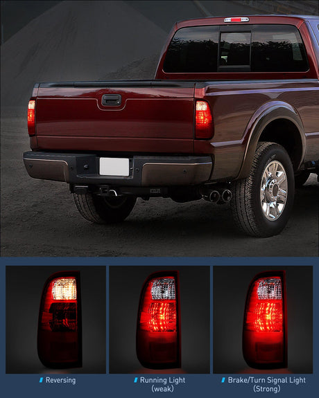 Nilight Taillight Assembly Compatible with 2008 2009 2010 2011 2012 2013 2014 2015 2016 Ford F250 F350 F450 Super Duty Rear Lamp Replacement OE Style Driver Side Dark Red