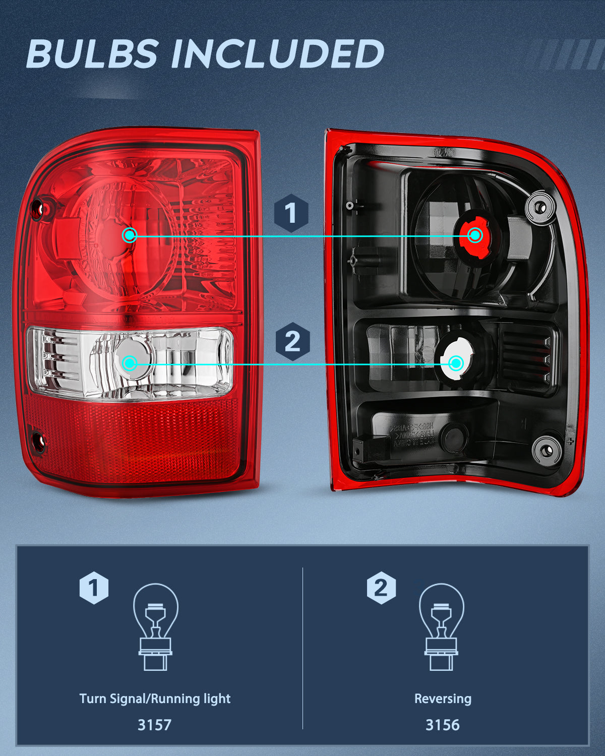 Taillight Assembly Taillight Assembly Compatible with 2001 2002 2003 2004 2005 2006 2007 2008 2009 2010 2011 Ford Ranger without STX Model Rear Lamp OE Style Driver and Passenger Side Red Lens