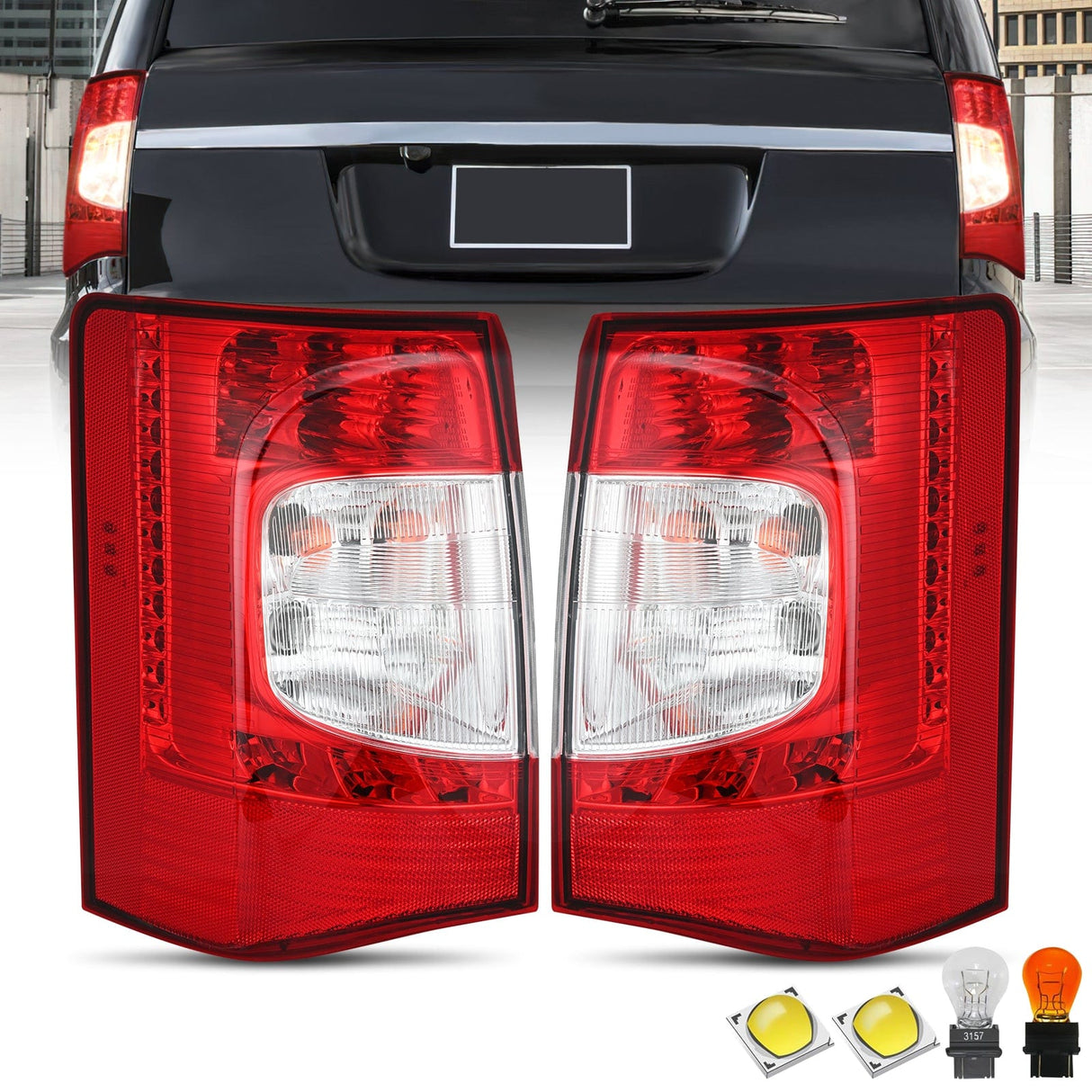 Nilight Taillight Assembly Compatible with 2011 2012 2013 2014 2015 2016 Chrysler Town & Country with LED Type Taillights Only Rear Lamp OE Style Driver Side and Passenger Side