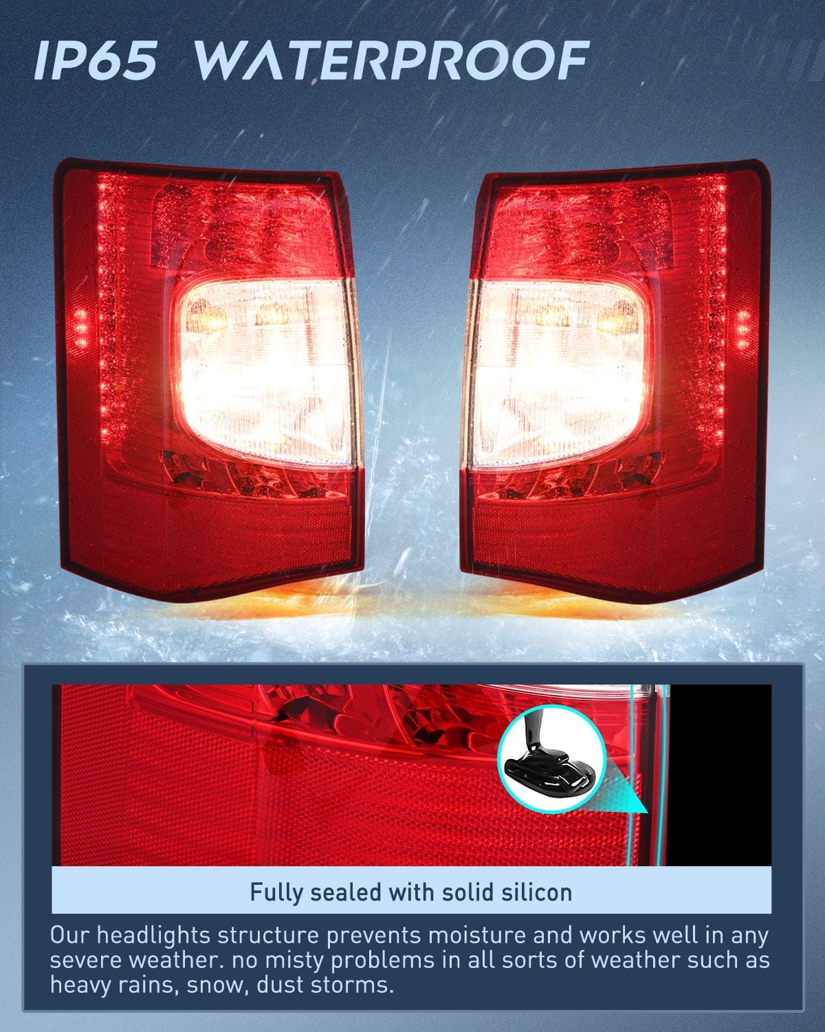 Nilight Taillight Assembly Compatible with 2011 2012 2013 2014 2015 2016 Chrysler Town & Country with LED Type Taillights Only Rear Lamp OE Style Driver Side and Passenger Side