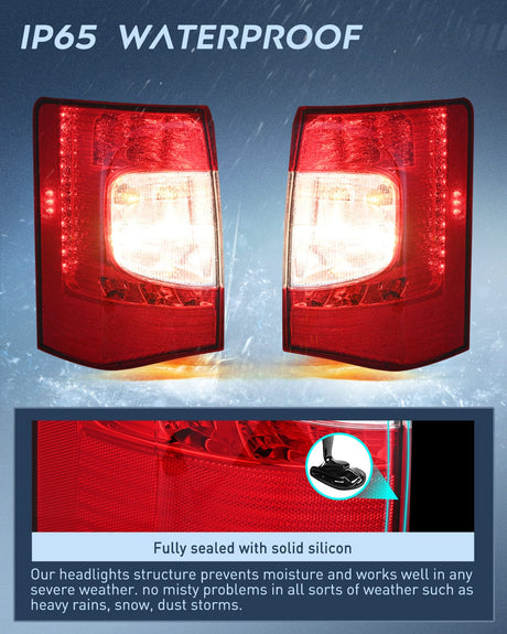 Nilight Taillight Assembly Compatible with 2011 2012 2013 2014 2015 2016 Chrysler Town & Country with LED Type Taillights Only Rear Lamp OE Style Driver Side and Passenger Side