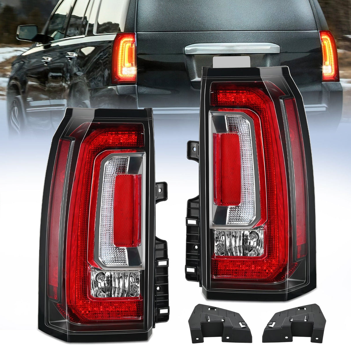 Nilight Taillight Assembly Compatible with 2015 2016 2017 2018 2019 2020 GMC Yukon and Yukon XL 2015-2018 submodel Denali SLE SLT LED Type Tail Lights Rear Lamp Replacement Driver and Passenger Side