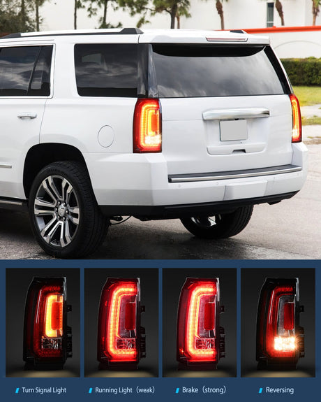 Nilight Taillight Assembly Compatible with 2015 2016 2017 2018 2019 2020 GMC Yukon and Yukon XL 2015-2018 submodel Denali SLE SLT LED Type Tail Lights Rear Lamp Replacement Driver and Passenger Side