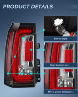 Nilight Taillight Assembly Compatible with 2015 2016 2017 2018 2019 2020 GMC Yukon and Yukon XL 2015-2018 submodel Denali SLE SLT LED Type Tail Lights Rear Lamp Replacement Driver and Passenger Side