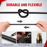 Nilight 100FT 20 Gauge 3 Conductor Electrical Wire Tinned Oxygen Free Copper Red Black Yellow 3 Wires Parallel 600V DC Flexible PVC Case Extension Cords for LED Strips Lamps Lighting