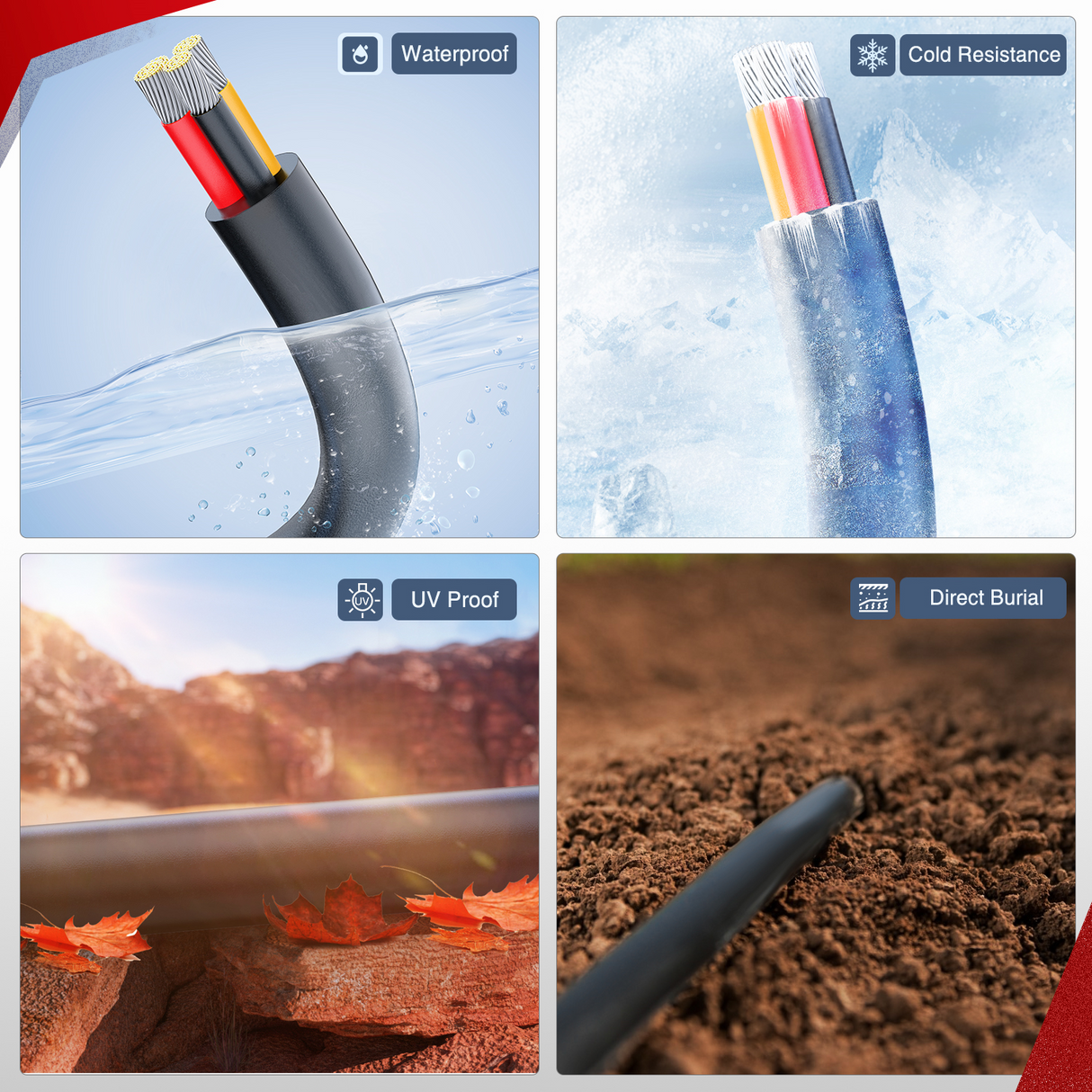 Nilight 100FT 20 Gauge 3 Conductor Electrical Wire Tinned Oxygen Free Copper Red Black Yellow 3 Wires Parallel 600V DC Flexible PVC Case Extension Cords for LED Strips Lamps Lighting