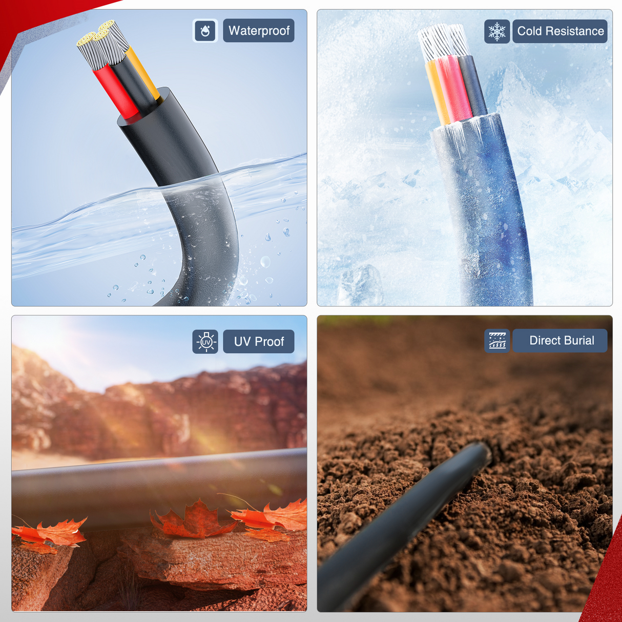 Nilight 100FT 16AWG 3 Conductor Electrical Wire Tinned Oxygen Free Copper Red Black Yellow 3 Wires Parallel 600V DC Flexible PVC Case Extension Cords for LED Strips Lamps Lighting