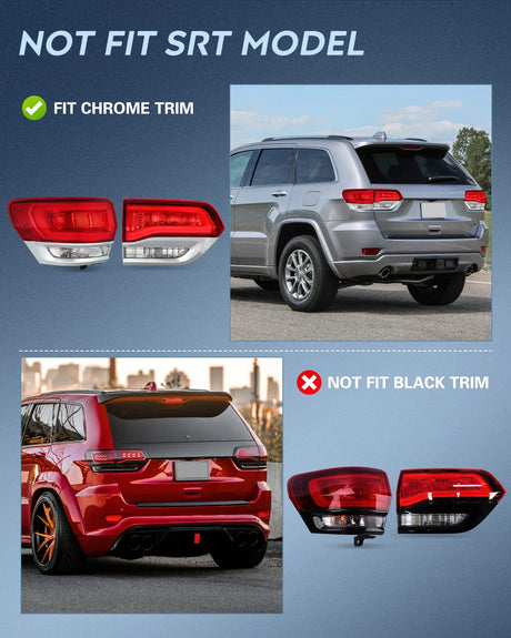 Nilight Taillight Assembly Compatible with 2014 2015 2016 2017 2018 2019 2020 Jeep Grand Cherokee Laredo/Limited/Overland/Summit Tail Lights Driver and Passenger Side w/Bulbs 4 PCS