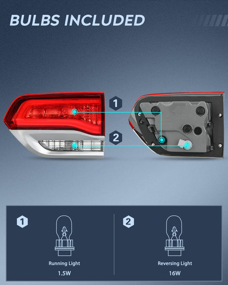 Nilight Taillight Assembly Compatible with 2014 2015 2016 2017 2018 2019 2020 Jeep Grand Cherokee Laredo/Limited/Overland/Summit Tail Lights Driver and Passenger Side w/Bulbs 4 PCS