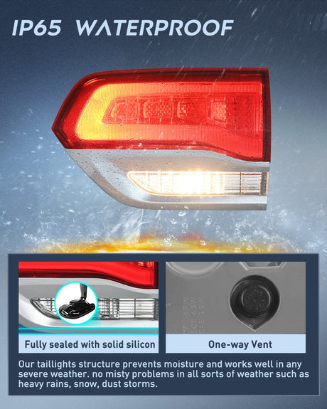 Nilight Taillight Assembly Compatible with 2014 2015 2016 2017 2018 2019 2020 Jeep Grand Cherokee Laredo/Limited/Overland/Summit Tail Lights Driver and Passenger Side w/Bulbs 4 PCS