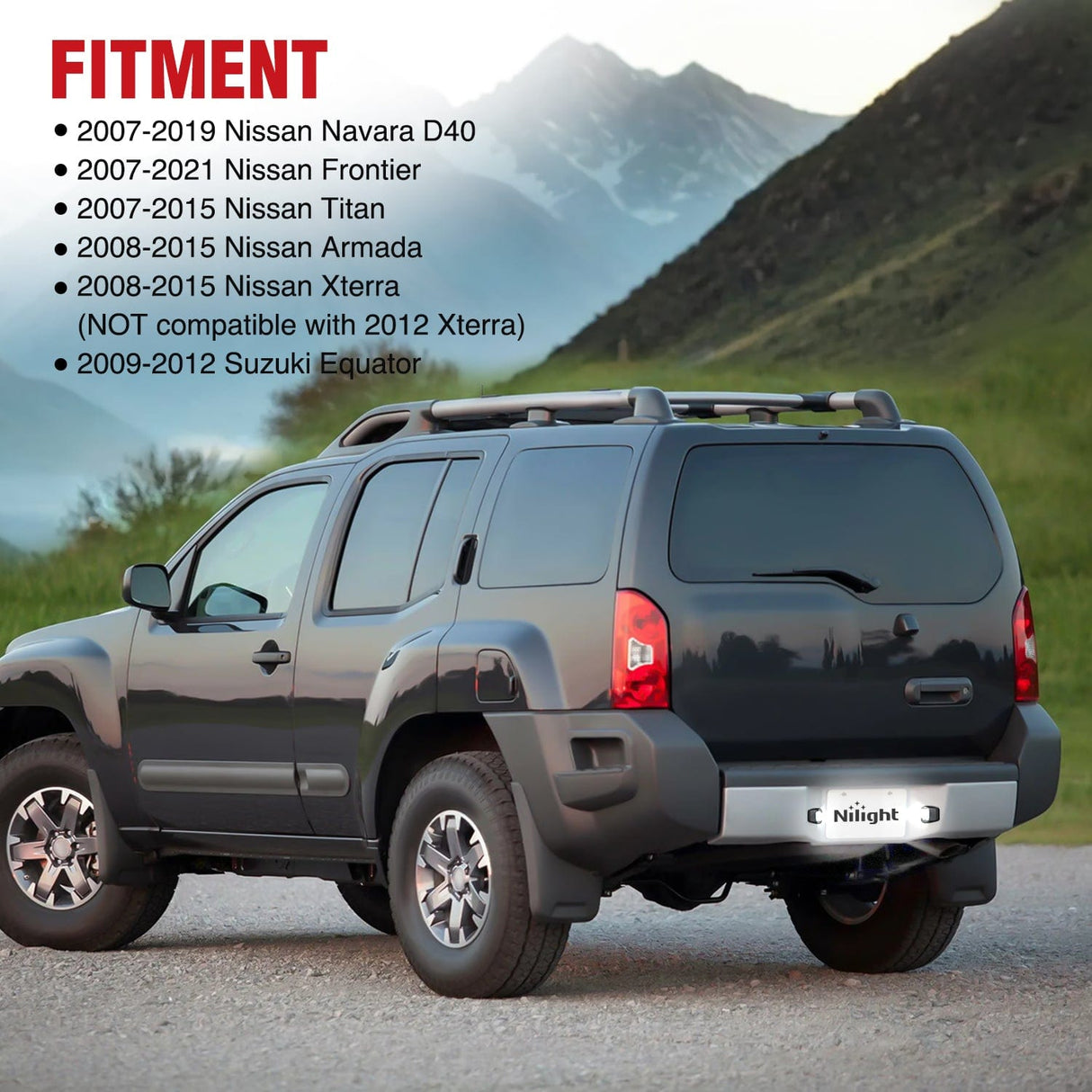 License Plate Light Compatible with 2007 2008 2009 2010 2011 2012 2013 2014 2015 2016 2017 2018 2019 2020 2021 Nissan Frontier Navara D40 2007-2015 Titan Armada Xterra Black Housing fitment
