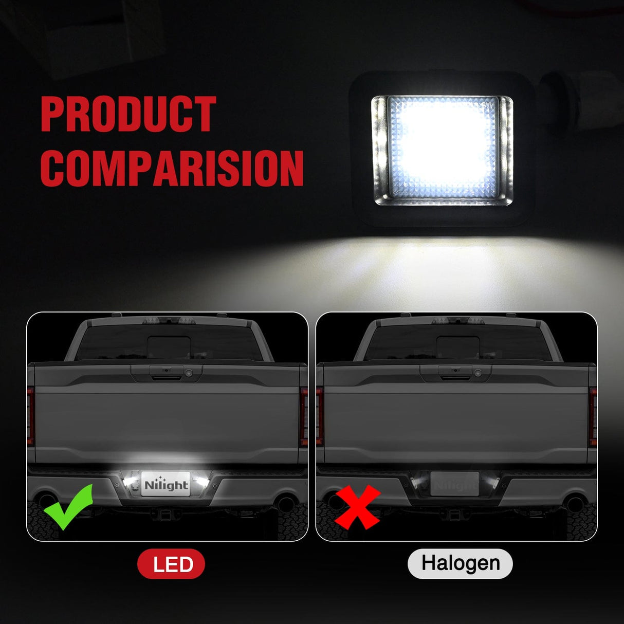 License Plate Lights Compatible with 2015 2016 2017 2018 2019 2020 F150 Raptor Smoke Lens Black Housing 6000K White 2PCS Pack