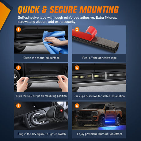 Nilight 2PCS 70 Inch Emergency Strobe Light Strip 1125 LED Running Board Lights Blue Flexible Side Flashing Warning Caution Safety Waterproof for Truck Construction Vehicles Pickup