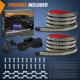 Nilight 2PCS 70 Inch Emergency Strobe Light Strip 1125 LED Running Board Lights Blue White Flexible Side Flashing Warning Caution Safety Waterproof for Truck Construction Vehicles Pickup
