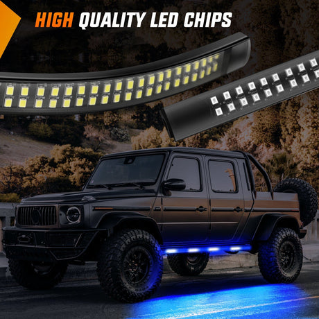 Nilight 2PCS 70 Inch Emergency Strobe Light Strip 1125 LED Running Board Lights Blue White Flexible Side Flashing Warning Caution Safety Waterproof for Truck Construction Vehicles Pickup