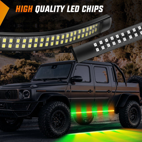 Nilight 2PCS 70 Inch Emergency Strobe Light Strip 1125 LED Running Board Lights Amber Green Flexible Side Flashing Warning Caution Safety Waterproof for Truck Construction Vehicles Pickup