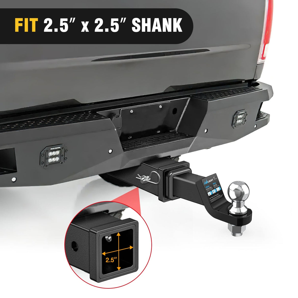 Nilight Hitch Adapter 2.5" x 10" Combo Bar Trailer Receiver Tube Weld-on Raw Steel Hitch Bar