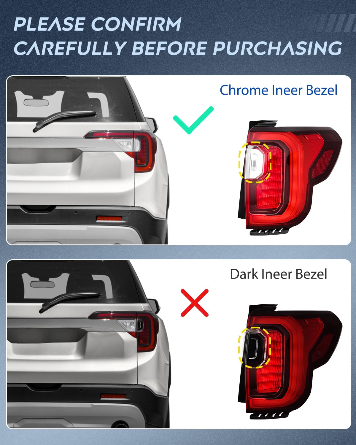 Nilight Taillight Assembly Compatible with 2020 2021 2022 2023 GMC Acadia Tail Light Replacement OE Style Passenger Side with Bulbs