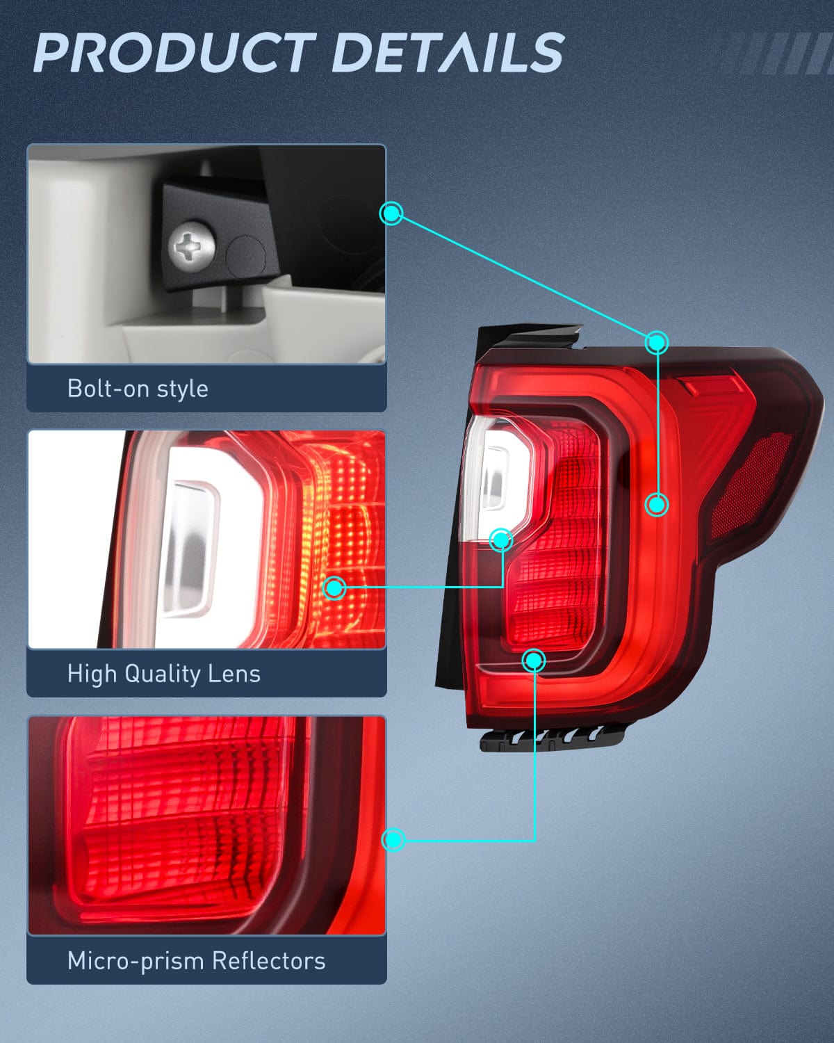 Nilight Taillight Assembly Compatible with 2020 2021 2022 2023 GMC Acadia Tail Light Replacement OE Style Passenger Side with Bulbs
