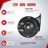 12V UTV Horn Wiring Harness Kit with Blue LED Momentary Rocker Switch 60DB Horn Compatible with Polaris RZR Ranger Can Am Kawasaki Teryx Arctic Cat Yamaha Rhino Golf Cart Tractors