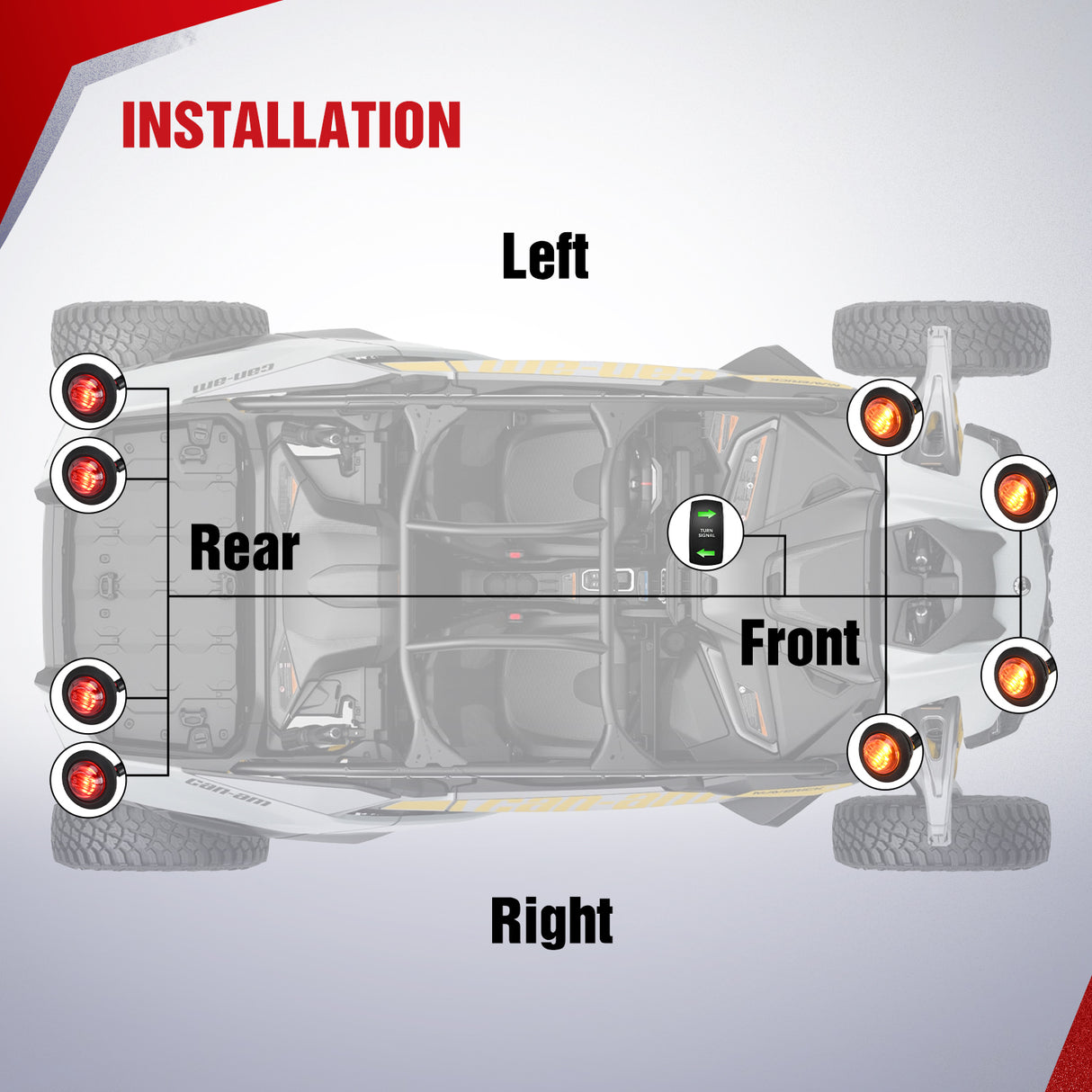 Nilight UTV ATV Turn Signal Wiring Harness Kit Street Legal Flasher Relay Kits with Vertical Rocker Switch Red &Yellow Lights for Polaris Kawasaki Teryx Can Am Commander Cat Wild Green Backlight