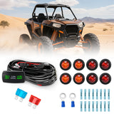 Nilight UTV ATV Turn Signal Wiring Harness Kit Street Legal Flasher Relay Kits with Horizontal Rocker Switch Red &Yellow Lights for Polaris Kawasaki Teryx Can Am Commander Cat Wild Green Backlight