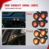 UTV ATV Turn Signal Wiring Harness Kit Street Legal Flasher Relay Kits with Horizontal Rocker Switch Red &Yellow Lights for Polaris Kawasaki Teryx Can Am Commander Cat Wild Green Backlight