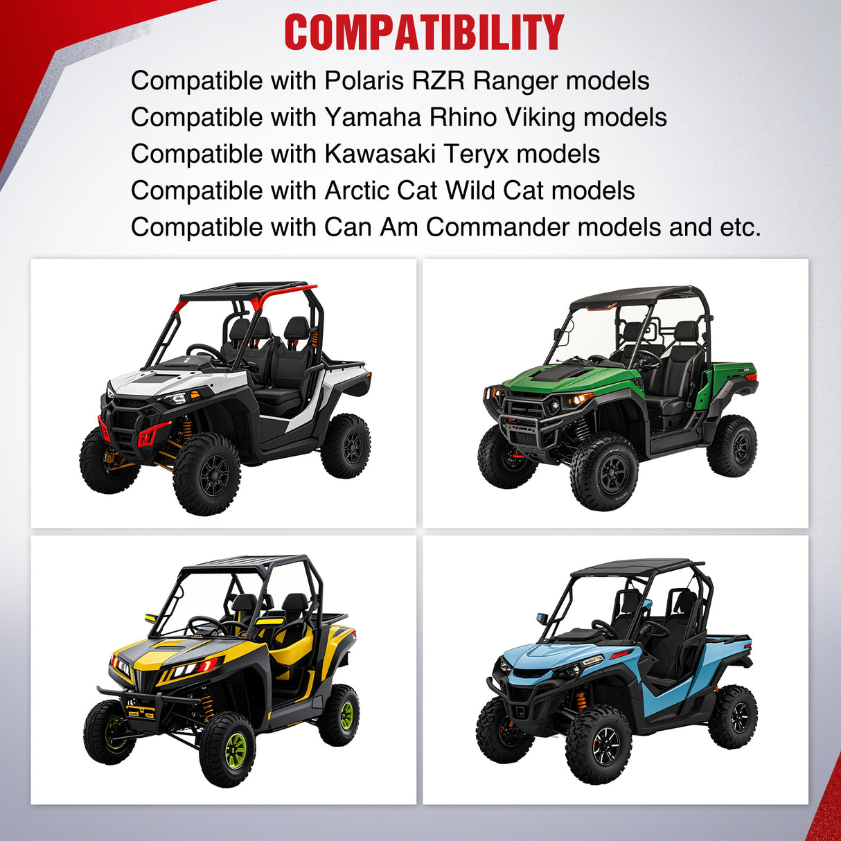 UTV ATV Turn Signal Wiring Harness Kit Street Legal Flasher Relay Kits with Horizontal Rocker Switch Red &Yellow Lights for Polaris Kawasaki Teryx Can Am Commander Cat Wild Green Backlight