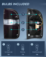 Taillight Assembly Taillight Assembly Compatible with 2001 2002 2003 2004 Toyota Tacoma Rear Lamp Replacement with Dark Red Housing Tail Lights Passenger Side