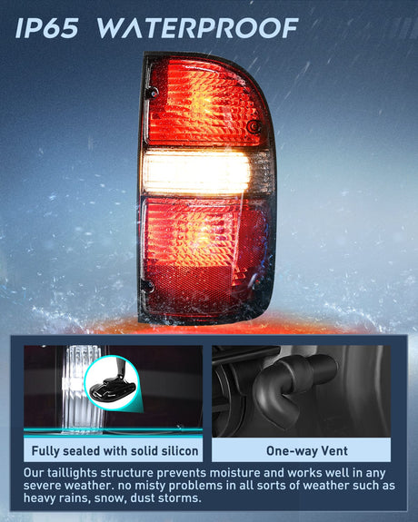 Taillight Assembly Taillight Assembly Compatible with 2001 2002 2003 2004 Toyota Tacoma Rear Lamp Replacement with Dark Red Housing Tail Lights Passenger Side