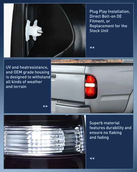 Taillight Assembly Taillight Assembly Compatible with 2001 2002 2003 2004 Toyota Tacoma Rear Lamp Replacement with Dark Red Housing Tail Lights Passenger Side