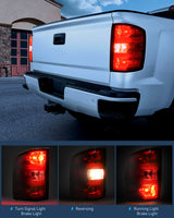 Taillight Assembly Compatible with 2007 2008 2009 2010 2011 2012 2013 2013 2014 Chevy Silverado 1500 2500HD 3500HD 2007-2013 GMC Sierra 3500HD Rear Lamp Replacement with Dark Red Lens Pair