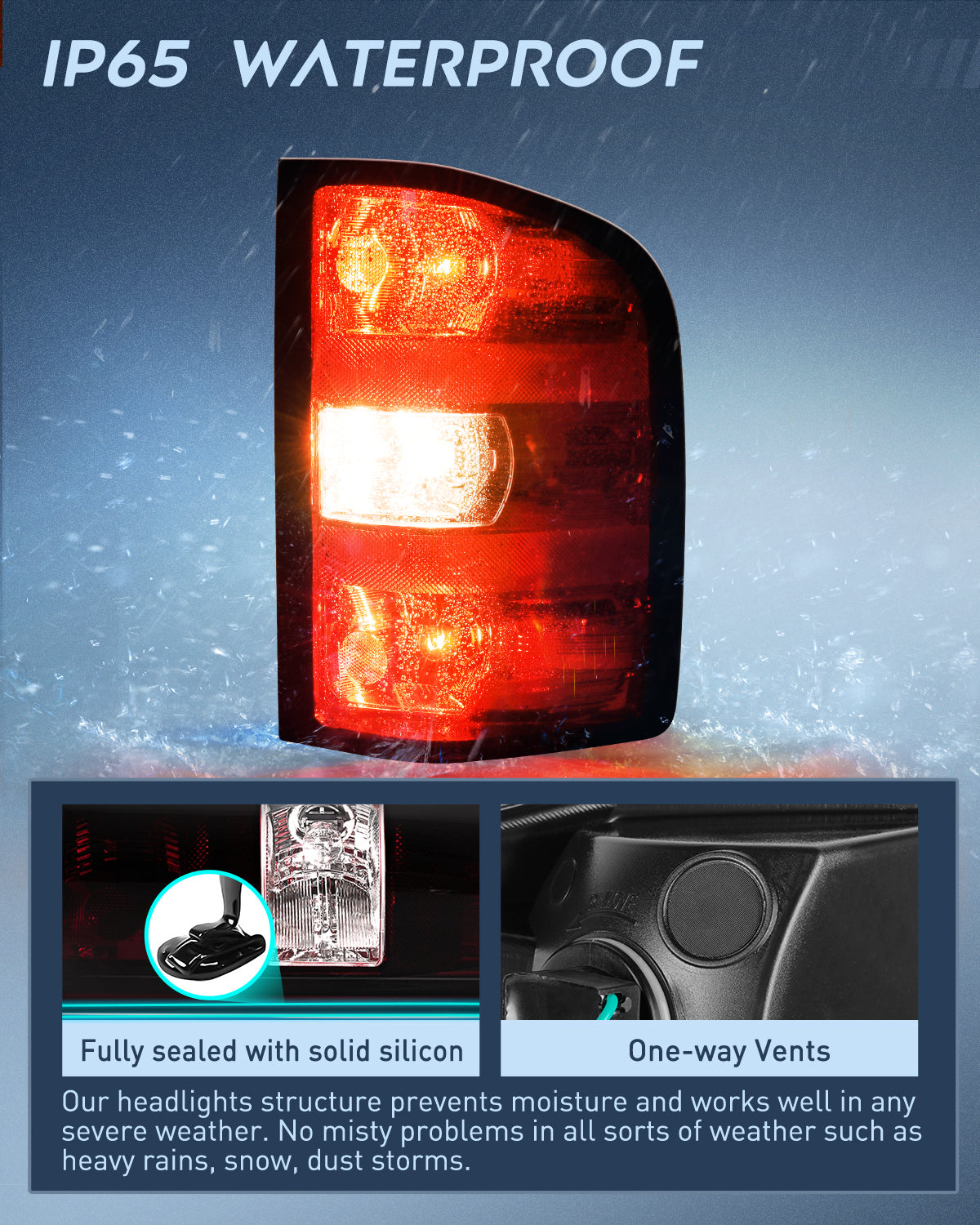 Taillight Assembly Compatible with 2007 2008 2009 2010 2011 2012 2013 2013 2014 Chevy Silverado 1500 2500HD 3500HD 2007-2013 GMC Sierra 3500HD Rear Lamp Replacement with Dark Red Lens Passenger