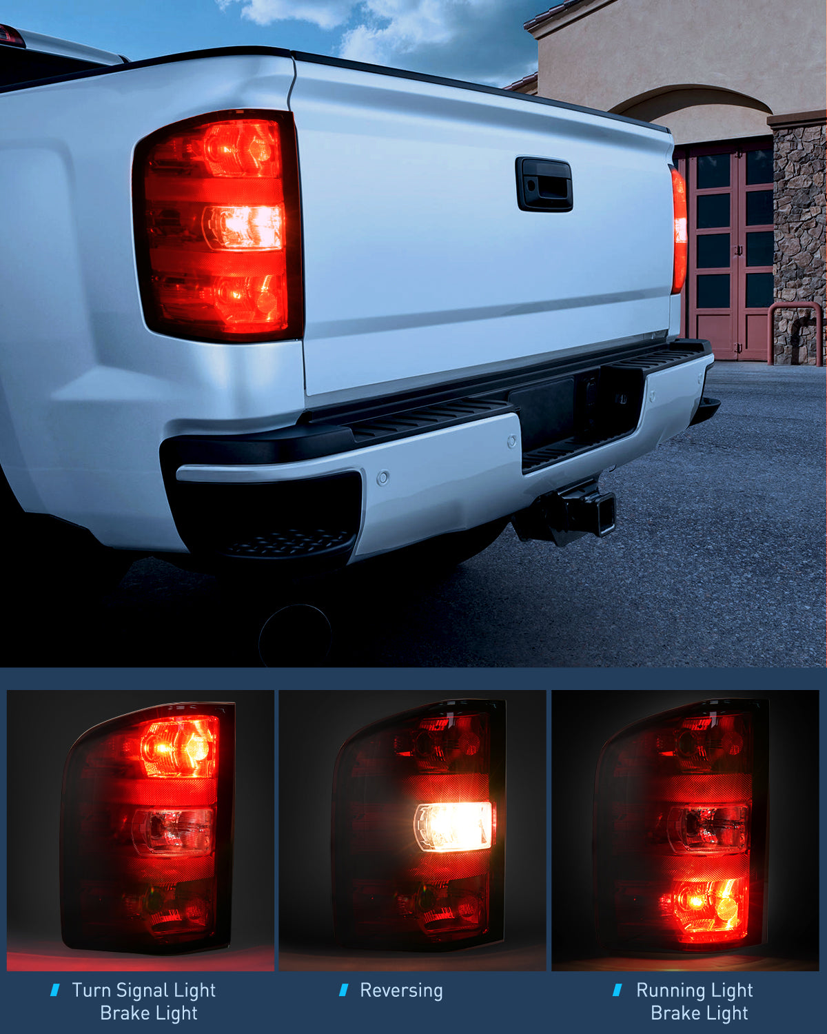 Taillight Assembly Compatible with 2007 2008 2009 2010 2011 2012 2013 2013 2014 Chevy Silverado 1500 2500HD 3500HD 07-13 GMC Sierra 3500HD Rear Lamp Tail Light Replacement Dark Red Driver Side