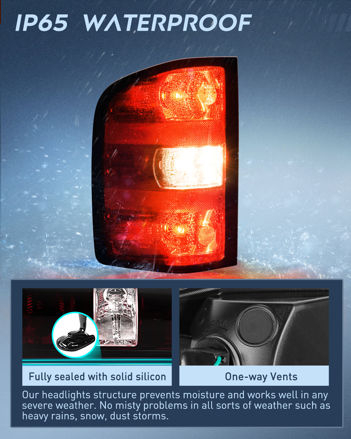 Taillight Assembly Compatible with 2007 2008 2009 2010 2011 2012 2013 2013 2014 Chevy Silverado 1500 2500HD 3500HD 07-13 GMC Sierra 3500HD Rear Lamp Tail Light Replacement Dark Red Driver Side