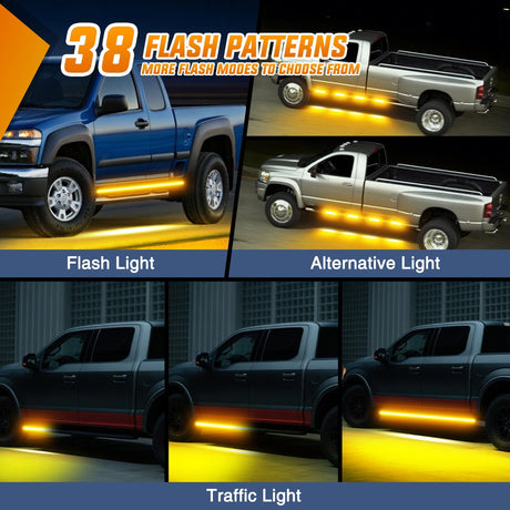 Nilight 2PCS 70 Inch Emergency Strobe Light Strip with Controller 864 LED Amber Running Board Lights Flexible Side Flashing Warning Caution Safety Waterproof for Truck Construction Pickup