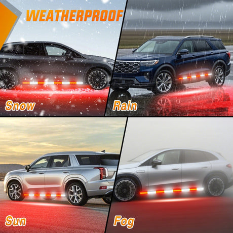 Nilight 2PCS 70 Inch Emergency Strobe Light Strip with Controller 864 LED Red White Running Board Lights Flexible Side Flashing Warning Caution Safety Waterproof for Truck Construction Pickup