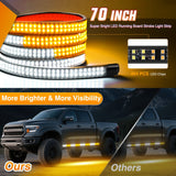 2PCS 70 Inch Emergency Strobe Light Strip with Controller 864 LED Amber White Running Board Lights Flexible Side Flashing Warning Caution Safety Waterproof for Truck Construction Pickup