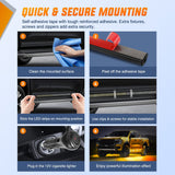 2PCS 70 Inch Emergency Strobe Light Strip with Controller 864 LED Amber White Running Board Lights Flexible Side Flashing Warning Caution Safety Waterproof for Truck Construction Pickup