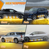 2PCS 70 Inch Emergency Strobe Light Strip with Controller 864 LED Amber White Running Board Lights Flexible Side Flashing Warning Caution Safety Waterproof for Truck Construction Pickup