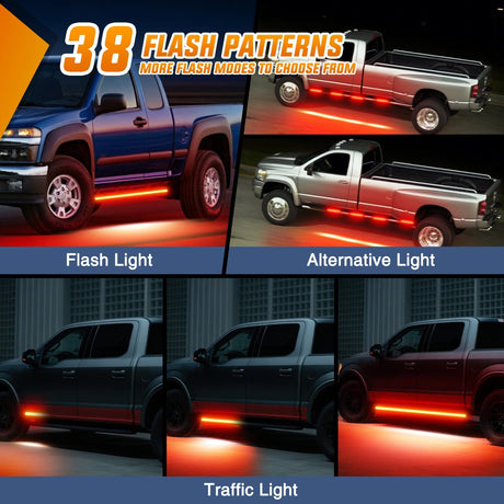 Nilight 2PCS 70 Inch Emergency Strobe Light Strip with Controller 864 LED Red Running Board Lights Flexible Side Flashing Warning Caution Safety Waterproof for Truck Construction Pickup