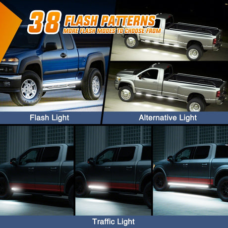 Nilight 2PCS 70 Inch Emergency Strobe Light Strip with Controller 864 LED White Running Board Lights Flexible Side Flashing Warning Caution Safety Waterproof for Truck Construction Pickup