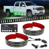 Nilight 2PCS 70 Inch Emergency Strobe Light Strip with Controller 864 LED Green White Running Board Lights Flexible Side Flashing Warning Caution Safety Waterproof for Truck Construction Pickup