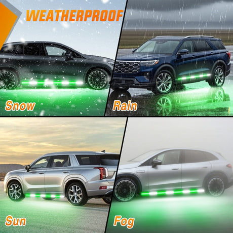 Nilight 2PCS 70 Inch Emergency Strobe Light Strip with Controller 864 LED Green White Running Board Lights Flexible Side Flashing Warning Caution Safety Waterproof for Truck Construction Pickup